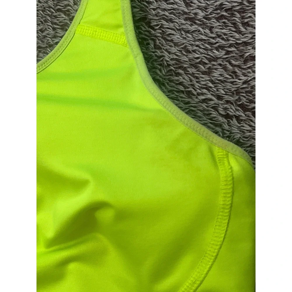 Nike Dri-FIT Racerback Sports Bra Neon Yellow Volt Grey XL Womens Workout Top